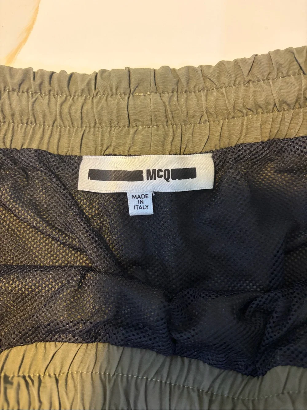 MCQ Alexander McQueen Men’s Olive Green Swim Trunks Shorts Size M Made in Italy